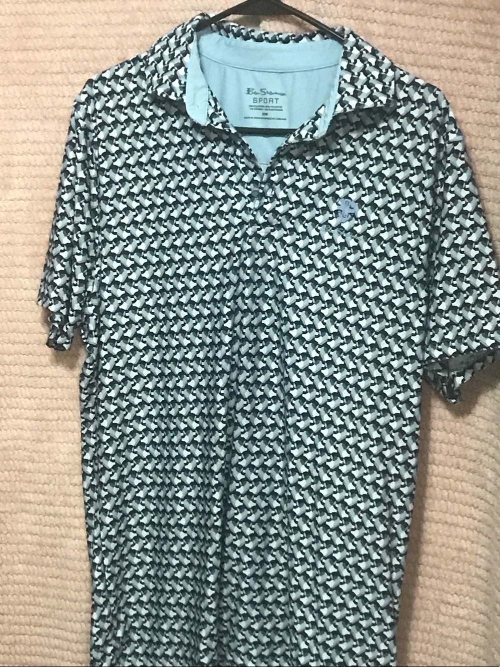 Ben Sherman Polo with Black and Light Blue Geometric Print
